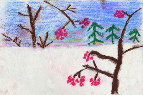 Рисунок зимы пастелью